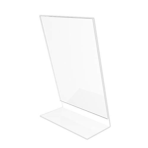FixtureDisplays® 1PK 5.5 x 8.5" Clear Acrylic Sign Holder with Slant Back Design Portrait, Vertical Picture Frame 19780-5.5X8.5-Clear-NF