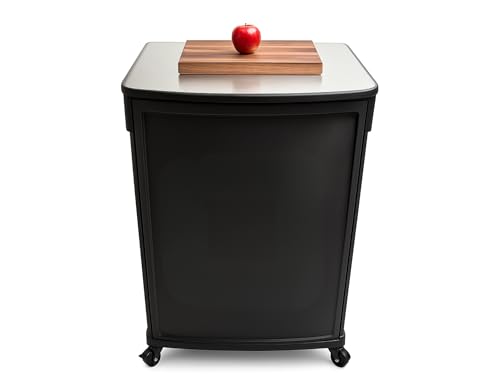 – Demo Display Cart – Portable Folding Demo Table with Recessed Signage Area – Stainless Steel Top & Locking Wheels – for Retail & Event Use