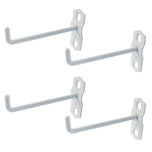 Heavy Duty Steel 4 inch pegboard Hooks for 3/8" Square Hole 1.5" Spaced Pegboards - Garage Wall Organizer Tool Storage Set, White, 4 Pack - color: White