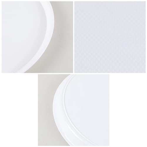 4 Pack Round Restaurant Serving Trays, Plastic Food Service Tray - color: White