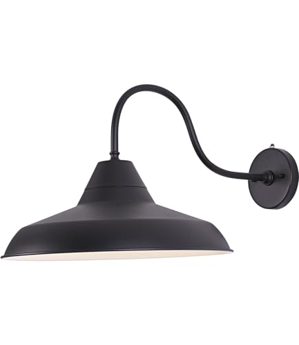 18" Large Gooseneck Barn Light, Dusk to Dawn Exterior Wall Fixture - size: 18 in