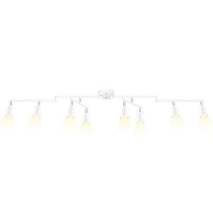 BoostArea LED 8 Light Track Lighting Kit, White 8 Way Ceiling Spot Lighting, Flexibly Rotatable Light Head for Kitchen, Living Room, Bedroom, GU10 Bulb Not Included - color: 8 Light-White