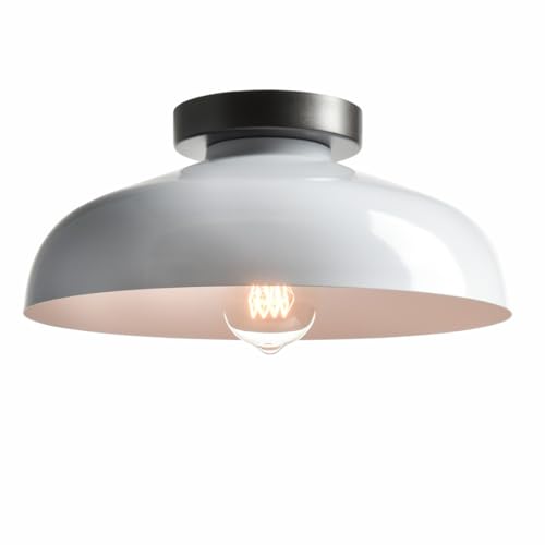 DIRYZON Industrial 12-Inch White Semi Flush Mount Ceiling Light - color: White
