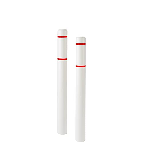 BollardGard 4" x 52" 2-Pack Bollard Cover - Innoplast (White Red Tape) - color: White Red Tape, size: 2-Pack