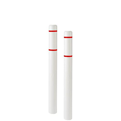 BollardGard 4" x 52" 2-Pack Bollard Cover - Innoplast (White Red Tape) - color: White Red Tape, size: 2-Pack