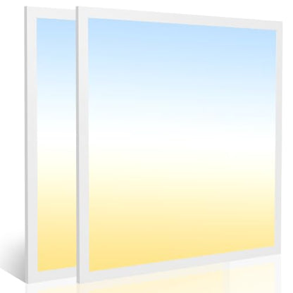 2 Pack 2x2 LED Flat Panel Light, 5CCT Selectable,0-10V Dimmable, 5200LM/40W - color: 2 Pack, size: 2-foot X 2-foot