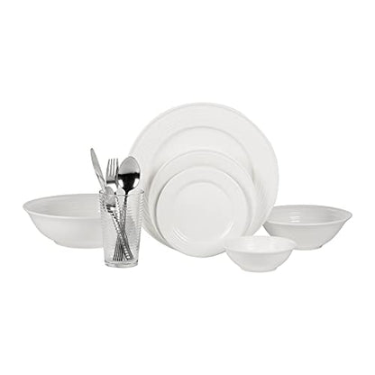 10 Strawberry Street Nova White Round 62-Piece Dinnerware Set, Service for 6 - color: White