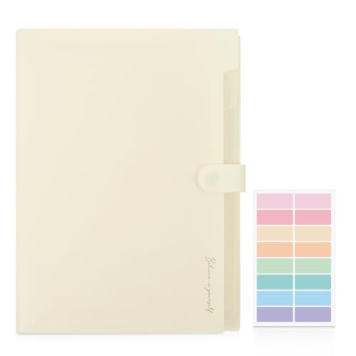 SKYDUE Expanding File Folder, Accordion File Organizer with 8 Pockets, Expandable Document Paper Receipt Holder for School Office Hospital, Letter/A4 Size Beige - color: Beige