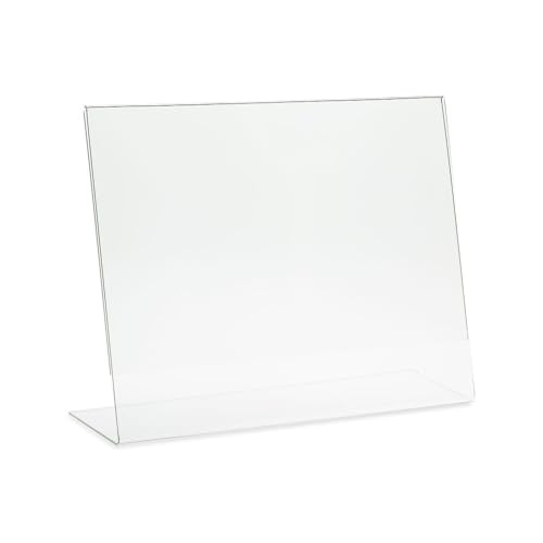 Dazzling Displays Clear Acrylic Sign Holder 11 x 8.5 Clear Slanted Sign Holder Premium Acrylic Sign Holder for Office, Retail, Tradeshow and Home Use