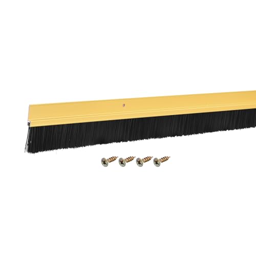 uxcell Door Brush Bottom Sweep H-Shape Aluminum Alloy Base with 1.2-inch PP Brush for Home, Industrial (35-inch L, Golden) - color: Gold, size: 35-inch x 1.2-inch
