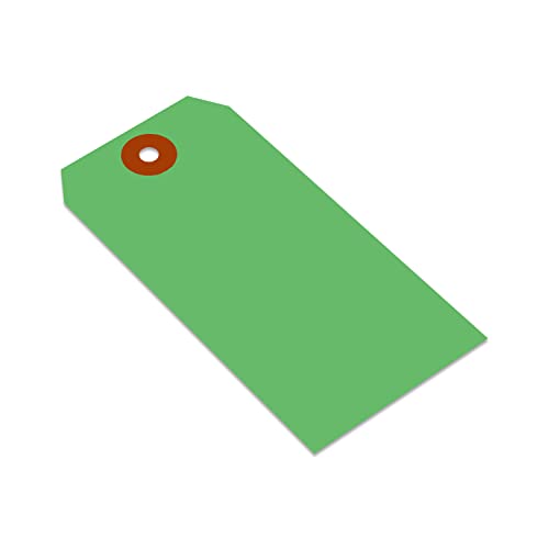 SmartSign Green Blank Tags - Pack of 1000, Size-5, 13pt Thick Cardstock Tag, 2.375" x 4.75" Paper Hang Tags with Reinforced Fiber Patch (Without Strings) - color: Dark Green, size: No Attachment - Pack of 1000