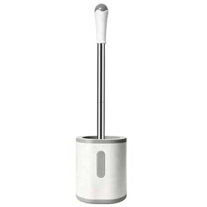 AONEZ Compact Toilet Brush & Holder, Stainless Steel Handle, Space Saving for Storage, Deep Cleaning, Drip-Proof, Easy to Assemble, Nylon Bristles, White & Grey - color: White & Grey