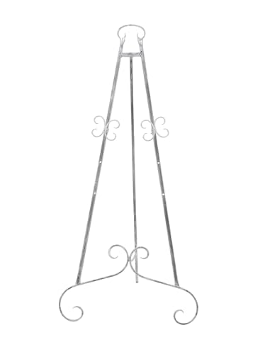 Deco 79 Metal Scroll Large Free Standing Adjustable Display Stand Easel with Chain Support, 22" x 21" x 46", Gray - color: Gray, size: 22" x 21" x 46"