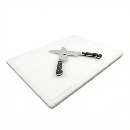 Thirteen Chefs 18x12 White Cutting Board with Groove, 1/2" Thick Plastic - color: White, size: 18"L x 12"W