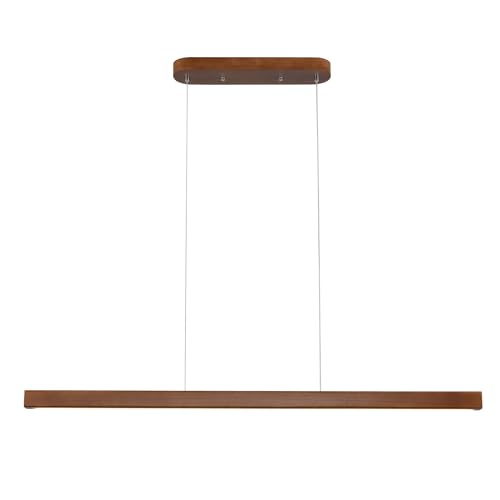 YISDESIGN 39" Wood Linear Pendant Light Modern LED Dimmable Ceiling Hanging Light Fixture Wood Linear Chandeliers 24w for Dining Room Kitchen Island Pool Table Bar Walnut Color (with Remote Control) - color: Walnut, size: 39in