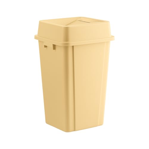 Beige, 25 Gallon Square Commercial Trash Can with Swing Lid, Heavy-Duty Garbage Can, Industrial Trash Bin for Restaurants/Warehouse/Commercial Facilities - color: Beige, size: 25 Gallon with Lid