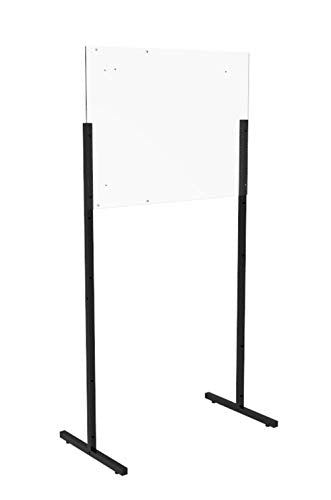 Acrlic Plexiglass Shield Sneeze Guard Floor Stand Landscape (32" Wide) or Portrait (24" Wide) Tabletop (25" Tall) or Floor Standing (69" Tall) 10064+10054-NF Flexible Installation One Arylic Panel