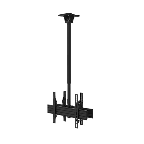 Kanto CM600BTB Back-to-Back Dual TV Ceiling Mount for 40” to 80” TVs | 200 lb Weight Capacity | Height Adjustable | Up to +15°/-6° Tilt | Hidden Cable Management | 360° Rotation | Black - style: Commercial - Back to Back - For 40" to 45" TVs - Black