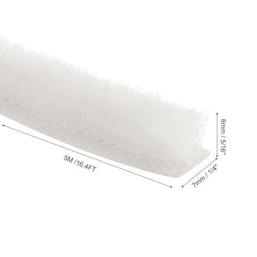uxcell Self Adhesive Brush Seal Weather Stripping 5/16" x 1/4" x 16.4ft, Door Brush Strip for Sliding Sash Door Window Wardrobe Seal, White - color: White, size: 5/16" x 1/4" x 16.4ft