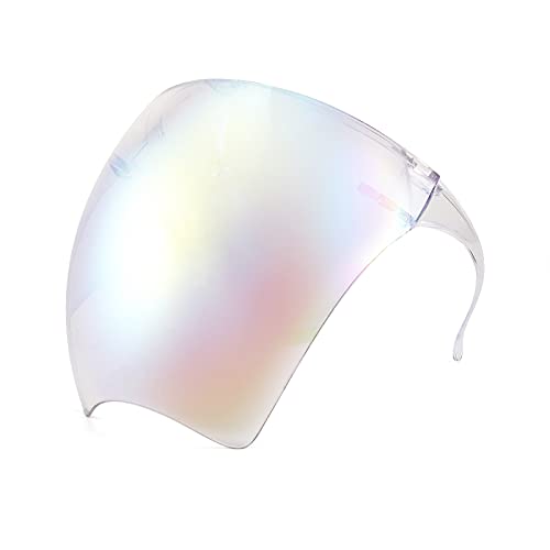 FEISEDY Full Face Shield Sunglasses – Anti-Fog UV400 Mirror Visor - color: 002 Clear Frame Rainbow Mirror