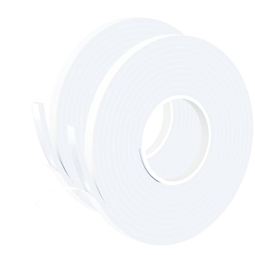 1/2 Inch W x 1/4 Inch T EVA Foam Weather Stripping Tape,Self-Adhesive Seal Tape for Doors & Windows-Draft Blocker,Soundproofing,Waterproof Insulation Foam,2 Rolls Total 33FT White - color: White, size: 1/2 IN x 1/4 IN x 33FT