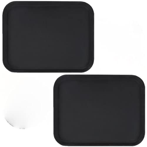 TrueCraftware- 14” x 18” Rectangular Rubber Lined Non-Slip Tray Plastic Black Color Set of 2- Restaurant Serving Tray Rubber Lined Tray Coffee Appetizer Breakfast for Kitchen Café and Restaurants
