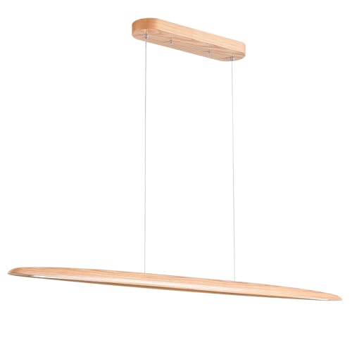 YISDESIGN 51" 36W Wood LED Linear Pendant Light Fixture Led Dining Room Light Dimmable Hanging Light Fixture for Dining Room Kitchen Island Pool Table Lights Natural Ash - color: Natural Ash, size: 51in