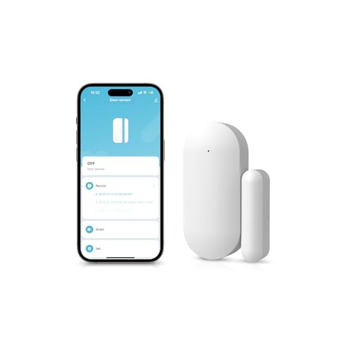 WiFi Door Window Sensor,Smart Door Open/Closed Detector with App Alert,Wireless Entry Detector Sensor Alarm for Home Security - color: White