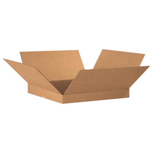 (25 Pack) Flat Shipping Boxes 14"L x 14"W x 2"H | Corrugated Cardboard Single-Wall Small Kraft Boxes for Moving, Packing and Storage - size: 14x14x2