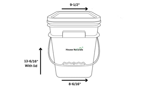 House Naturals 4 Gallon Square Food Grade Bucket Pail with Plastic Handles and Lid (Pack of 3) Made in USA containers (RED-White Lids) - color: Red-white Lids