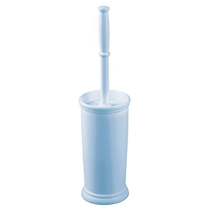 mDesign Toilet Bowl Brush and Holder - Covered Bathroom Toilet Brush - Standing Toilet Bowl Scrubber in Modern Holder - Space Saving, Deep Cleaning Brush for Toilet - Hyde Collection - Light Blue - color: Light Blue, size: Pack of 1