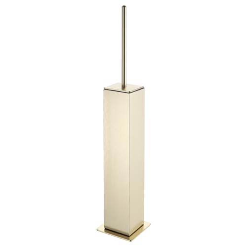 BGL Toilet Brush with Holder Set Brushed Gold Aluminium Standing for Bathroom Toilet Bowl Cleaner Brush and Holder Set, Square Design - color: Brushed Gold-standing