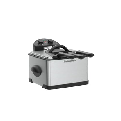 Elite Gourmet 4.5Qt Immersion Deep Fryer, 3 Baskets, 1700W, Adjustable Temp - color: Stainless Steel and Black, size: 3 Baskets