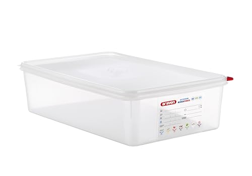 Araven Airtight Container, Food Pan with Lid for Storage in Kitchen and Restaurant, Full Size 4" Deep, 1 Count, Clear - size: 530 x 325 x 100 mm