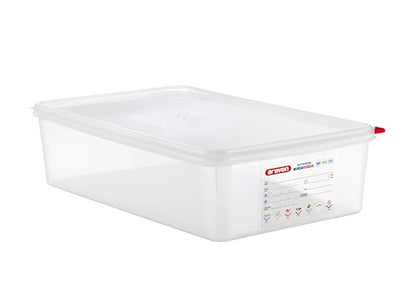 Araven Airtight Container, Food Pan with Lid for Storage in Kitchen and Restaurant, Full Size 4" Deep, 1 Count, Clear - size: 530 x 325 x 100 mm