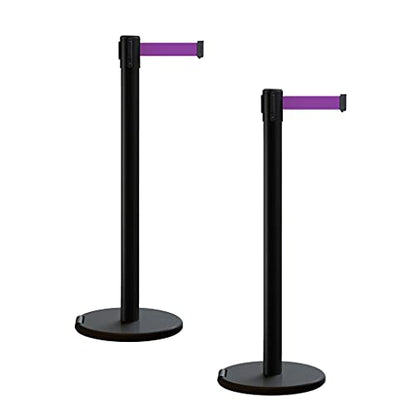 Trafford Industrial RBB-100 Retractable Belt Barrier Stanchions, 2-Pack - color: Purple, size: 7.5 ft