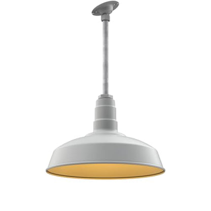12" Sloped Stem Barn Light Pendant 16" Dome | Garage | Modern Gray/Brass - color: Modern Gray / Brass, size: 12" Sloped Stem