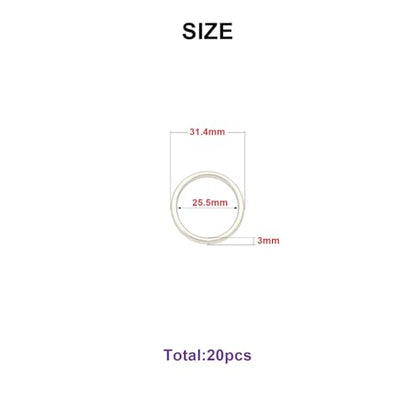 40pcs 4 Sizes O Rings Welded Strong Metal Heavy Duty Round Ring for Pet Collars Buckle Belts Strap Webbing Sewing - color: 1"(25mm) Silver 20pcs