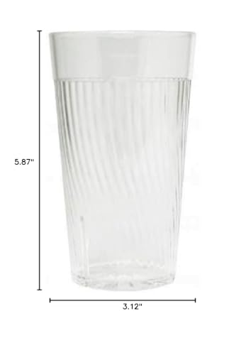 TrueCraftware- 14 oz. Belize Tumbler/Drinking Cups Clear Polycarbonate Set of 12-Premium Iced Tea Glasses Stackable Reusable Drinking Glasses Dishwasher Safe Break-Resistant for Home Restaurants - color: Clear, size: 14 oz