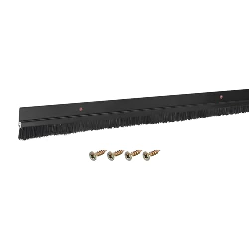 uxcell Door Brush Bottom Sweep H-Shape Aluminum Alloy Base with 0.6-inch PP Brush for Home, Industrial (35-inch L, Black) - color: Black, size: 35-inch x 0.6-inch