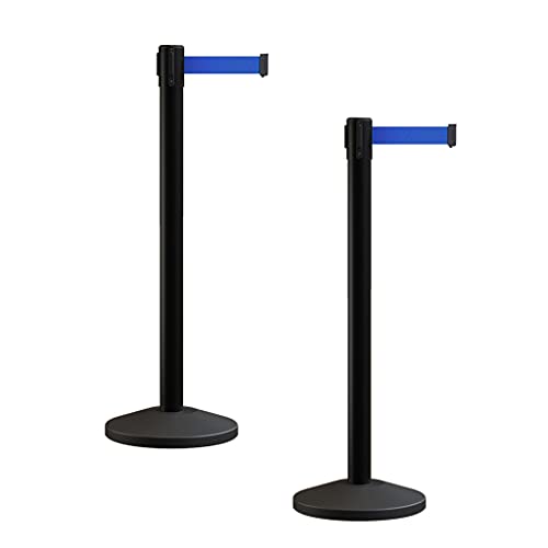 Crowd Control Warehouse RBB-100 Retractable Belt Stanchion Barriers, 2 Pack - color: Blue, size: 7.5 Foot