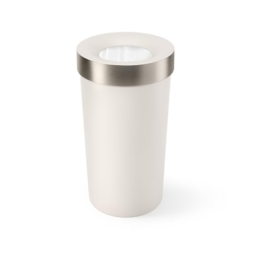 Umbra Vento Kitchen Trash Can, Open Top Bin, 16.5 Gallon, Sand/Nickel - color: Sand/Nickel