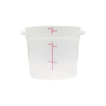 TrueCraftware- 6 Quart Round Food Storage Container Translucent Polypropylene- Commercial Reusable Food Container Canister with Measurement Markings for Meal Prep Pantry Kitchen - color: 6 Quart