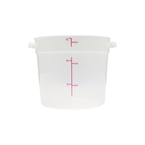 TrueCraftware- 6 Quart Round Food Storage Container Translucent Polypropylene- Commercial Reusable Food Container Canister with Measurement Markings for Meal Prep Pantry Kitchen - color: 6 Quart