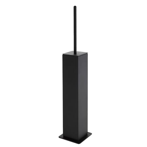 BGL Toilet Brush with Holder Set Matte Black Aluminium Standing for Bathroom Toilet Bowl Cleaner Brush and Holder Set, Square Design - color: Matte Black-standing