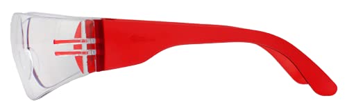 BISON LIFE Clear/Red Safety Glasses for Men & Women, ANSI Z87.1, 12 Pack - color: Clear/Red
