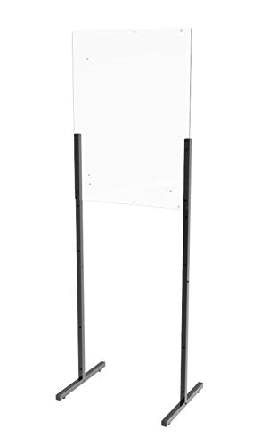 Acrlic Plexiglass Shield Sneeze Guard Floor Stand Landscape (32" Wide) or Portrait (24" Wide) Tabletop (25" Tall) or Floor Standing (69" Tall) 10064+10054-NF Flexible Installation One Arylic Panel