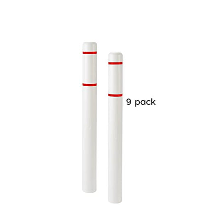 BollardGard 4" x 52" 9-Pack Bollard Cover - Innoplast (White Red Tape) - color: White Red Tape, size: 9-Pack