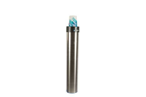 San Jamar Surface Mount Cup Dispenser Vertical, 12 - 24 Oz. Cups for Restaurants, Dining Halls, and Fast Food, Stainless Steel, 23.75 Inches, Silver
