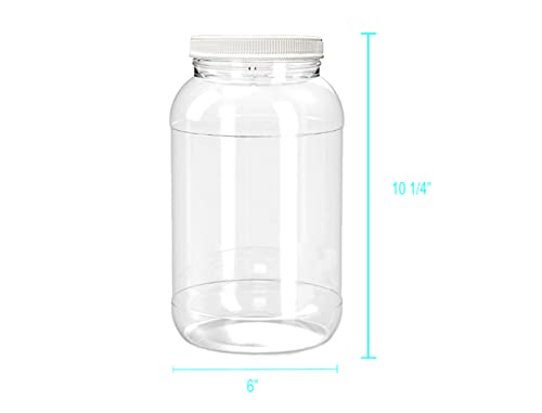 ljdeals 1 Gallon Clear Plastic Jars with Lids, Wide Mouth Storage Containers, Pack of 2, BPA Free, Food Safe, made in USA